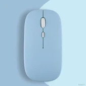 Huawei Tablet Şarj Edilebilir Sessiz Mouse Bluetooth + 2.4Hz Wifi Kablosuz Mouse Fare  Mavi - 1