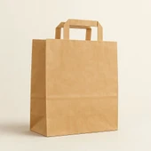 Düz Dıştan Saplı Kraft Çanta 18 x 24 x 8cm 200lü thumbnail 1