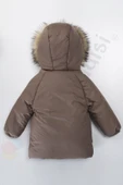 YENİ Varaklı Peluş Kürklü Fermuarlı Kapitone Kapüşonlu Kar Şişme Kışlık Erkek Bebek Mont Çocuk Kaban - 6