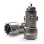 Syrox SC32B 3.1A 30W PD Q.C. 3.0 1xType-C + 1xUSB-A Çıkışlı Hızlı Araç Şarj Cihazı - Metalik Füme - 1