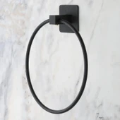 BUFFER® Kendiliğinden Yapışkanlı Siyah Paslanmaz Metal Yuvarlak Havluluk - 2