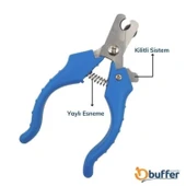 BUFFER® Evcil Hayvan Kedi ve Köpek Paslanmaz Çelik Yaylı Tırnak Makası ve Düzeltme - 3