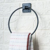 BUFFER® Kendiliğinden Yapışkanlı Siyah Paslanmaz Metal Yuvarlak Havluluk - 3