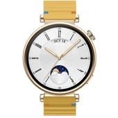 Huawei Watch GT4 41mm İle Uyumlu Dalga Desenli Tokalı Yumusaş Soft Silikon Kordon  Sarı thumbnail 5