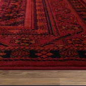 Afgan Türkmen Otantik Desenli Dokuma Kırmızı Oturma Odası Salon Mutfak Halısı Yolluk X380A thumbnail 4