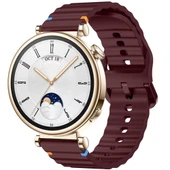 Huawei Watch GT4 41mm İle Uyumlu Dalga Desenli Tokalı Yumusaş Soft Silikon Kordon  Mürdüm - 1