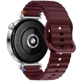 Huawei Watch GT4 41mm İle Uyumlu Dalga Desenli Tokalı Yumusaş Soft Silikon Kordon  Mürdüm - 2