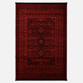 Afgan Türkmen Otantik Desenli Dokuma Kırmızı Oturma Odası Salon Mutfak Halısı Yolluk X380A thumbnail 2