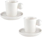 Jumbo Golfline Beyaz 2'li Tabaklı Kahve Fincan Takımı 90 cc thumbnail 1