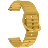 Huawei Watch GT4 41mm İle Uyumlu Dalga Desenli Tokalı Yumusaş Soft Silikon Kordon  Sarı thumbnail 3