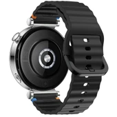 Huawei Watch GT4 41mm İle Uyumlu Dalga Desenli Tokalı Yumusaş Soft Silikon Kordon  Siyah thumbnail 2