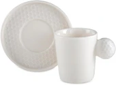 Jumbo Golfline Beyaz 2'li Tabaklı Kahve Fincan Takımı 90 cc thumbnail 2