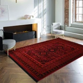 Afgan Türkmen Otantik Desenli Dokuma Kırmızı Oturma Odası Salon Mutfak Halısı Yolluk X380A thumbnail 3