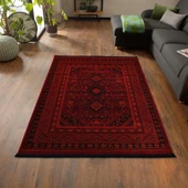 Afgan Türkmen Otantik Desenli Dokuma Kırmızı Oturma Odası Salon Mutfak Halısı Yolluk X380A thumbnail 1