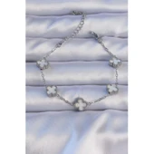 316L Çelik Gümüş Renk Sedefli Baby Boy Yonca Model Bileklik - 1