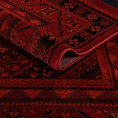 Afgan Türkmen Otantik Desenli Dokuma Kırmızı Oturma Odası Salon Mutfak Halısı Yolluk X380A thumbnail 5