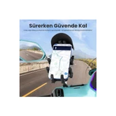 Ayna Bağlantılı Güneş Ve Yağmur Korumalı 360° Derece Ayarlanabilir Motosiklet Telefon Tutucu - 5