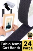 Ultra Güçlü İz Bırakmaz Çivisiz Tablo Çerçeve Asma Kendinden Yapışkanlı Siyah Cırt Bant 24'lü Set - 1