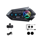Y12  Motor Kask Kulaklık Rgb Modlu Radyolu Motosiklet Kulaklık 5.3 Bluetooth Intercom - 8