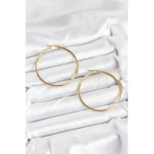 Gold Renk 316 L Çelik  45 mm Halka Kadın Küpe - 1