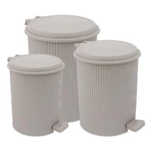 Omnipazar ELF-N320 Nostalji 3 Boy Plastik Pedallı Çöp Kovası - 3
