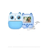 Dijital Video Fotoğraf App Destekli Çocuk Kamerası Termal Resim Kağıt Baskılı Yazıcı Mavi - 1