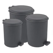 Omnipazar ELF-N320 Nostalji 3 Boy Plastik Pedallı Çöp Kovası - 1