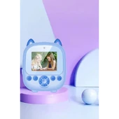 Dijital Video Fotoğraf App Destekli Çocuk Kamerası Termal Resim Kağıt Baskılı Yazıcı Mavi - 2