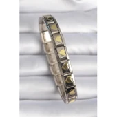 316L Çelik Gümüş Renk Gold Kalp İşleme Nomination Charm Bileklik - 1