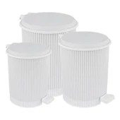Omnipazar ELF-N320 Nostalji 3 Boy Plastik Pedallı Çöp Kovası - 5