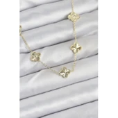 Pirinç Gold Renk Yonca Kadın Kolye Vice-5353 - 1