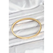 Gold Renk 316 L Çelik  65 mm İnce Kadın Kelepçe Vice-5353 Bileklik - 2