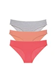biçomi 3 adet Süper Eko Set Likralı Kadın Slip Külot Gri Pudra Fuşya thumbnail 1