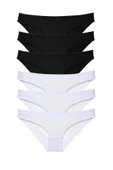 biçomi 6 adet Eko Set Likralı Kadın Slip Külot Siyah Beyaz thumbnail 1
