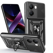 Xiaomi Poco X7 Pro Kılıf Magnetik Standlı Kamera Korumalı Zore Sürgülü Vega Kapak - 1
