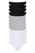 biçomi 12 adet Süper Eko Set Likralı Kadın Slip Külot Siyah Gri Beyaz thumbnail 1