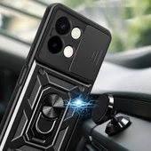 Vivo Y28 Kılıf Magnetik Standlı Kamera Korumalı Zore Sürgülü Vega Kapak - 3