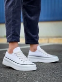 BİÇOMİ KB-CX-3 Kuback Kısa Beyaz Keten Beyaz Yüksek Taban Spor Ayakkabı thumbnail 1