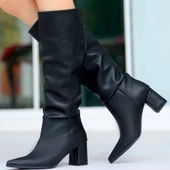 BİÇOMİ Roksa Siyah Cilt Topuklu Çizme thumbnail 5