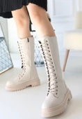 BİÇOMİ Mennd Bej Cilt Bağcıklı Çizme thumbnail 2