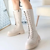 BİÇOMİ Mennd Bej Cilt Bağcıklı Çizme thumbnail 4