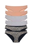 biçomi 6 Adet Likralı Kadın Slip Külot Leopar Ten Gri thumbnail 1