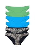 biçomi 6 Adet Likralı Kadın Slip Külot Leopar Yeşil Mavi thumbnail 1