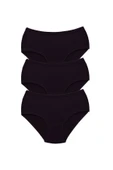 biçomi 3 Adet Tutku Kadın Yüksek Bel Bato Kalın Lastik Külot Siyah thumbnail 1