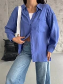 BİÇOMİ Modal oversize cepli gömlek thumbnail 3