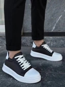 BİÇOMİ KB-X46 Kuback Siyah Beyaz Yüksek Beyaz Taban Günlük Spor Ayakkabı thumbnail 2