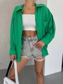 BİÇOMİ Ağaç kabuğu oversize arkası pileli gömlek thumbnail 3