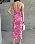 BİÇOMİ Kaşkorse Desenli askılı elbise thumbnail 3