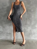 BİÇOMİ Kaşkorse aşit yıkamalı yırtmaçlı elbise thumbnail 1