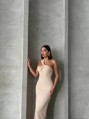 BİÇOMİ Tek omuz pliseli elbise thumbnail 4